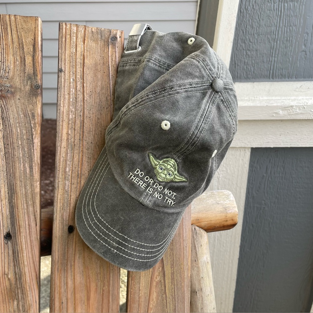 Star Wars Yoda Gray Distressed Soft Cap Hat  DO or DO NOT THERE IS NO TRY